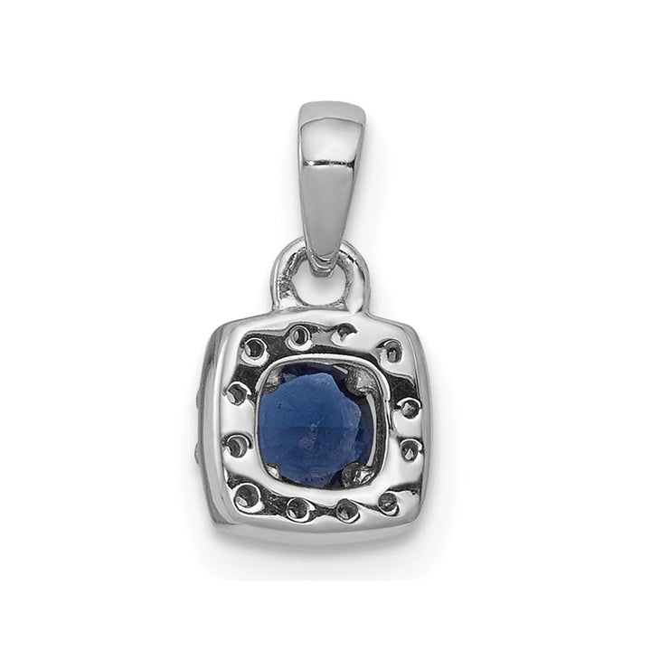 14K White Gold 1/3 ct Blue and White Diamond Square Halo Pendant