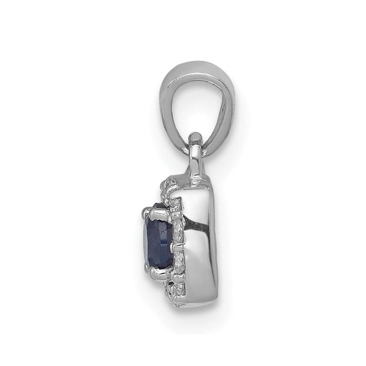 14K White Gold 1/3 ct Blue and White Diamond Square Halo Pendant