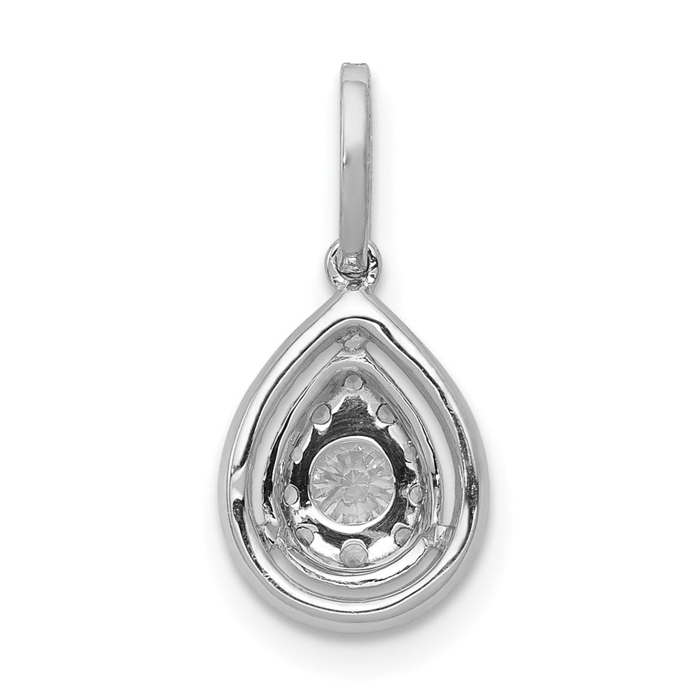 14K White Gold 1/3 ct Diamond Halo Teardrop Pendant