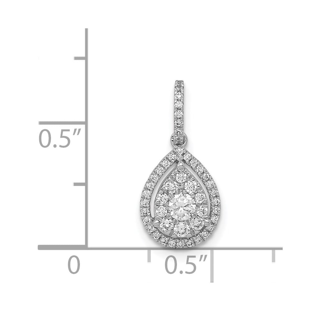 14K White Gold 1/3 ct Diamond Halo Teardrop Pendant