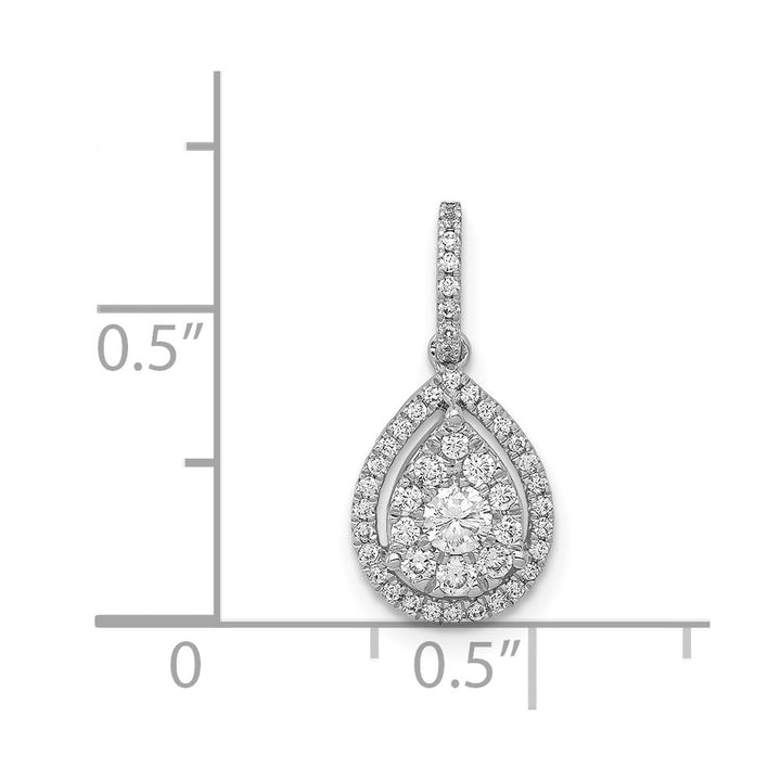 14K White Gold 1/3 ct Diamond Halo Teardrop Pendant