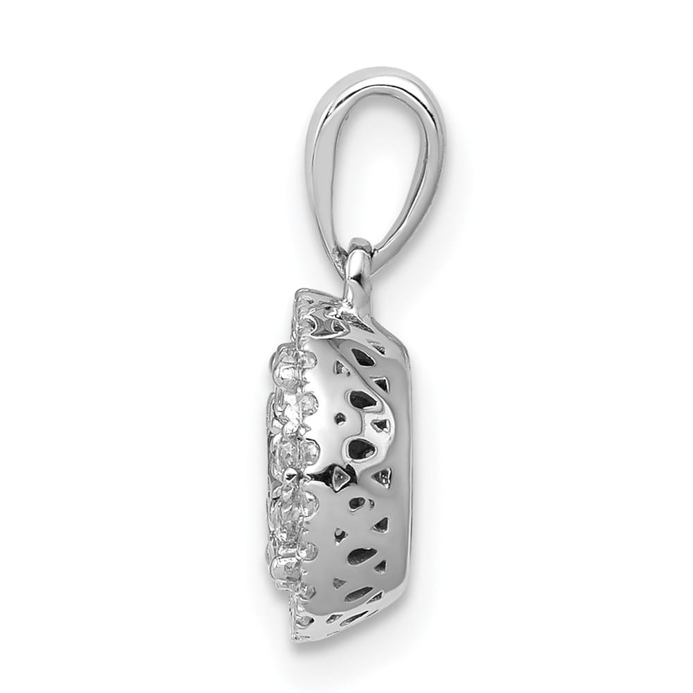 14K White Gold 1/3 ct Diamond Round Halo Cluster Pendant