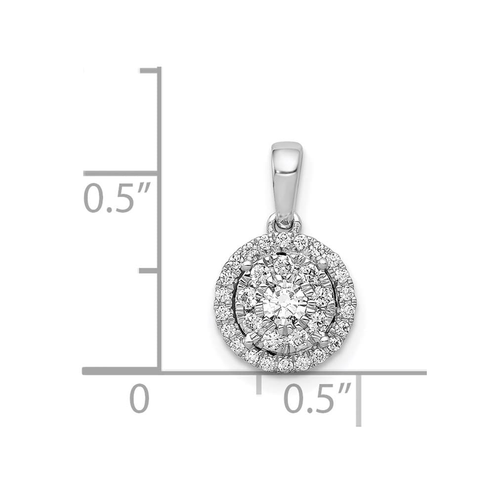 14K White Gold 1/3 ct Diamond Round Halo Cluster Pendant