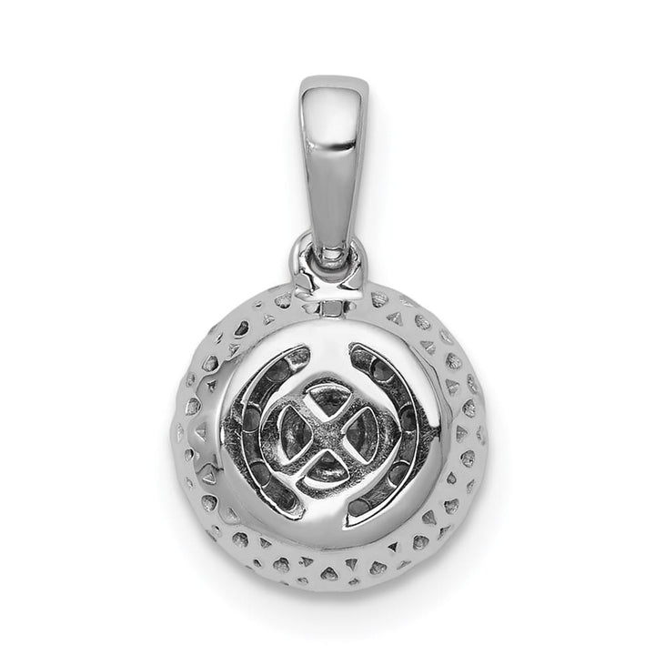 14K White Gold 1/3 ct Diamond Round Halo Cluster Pendant