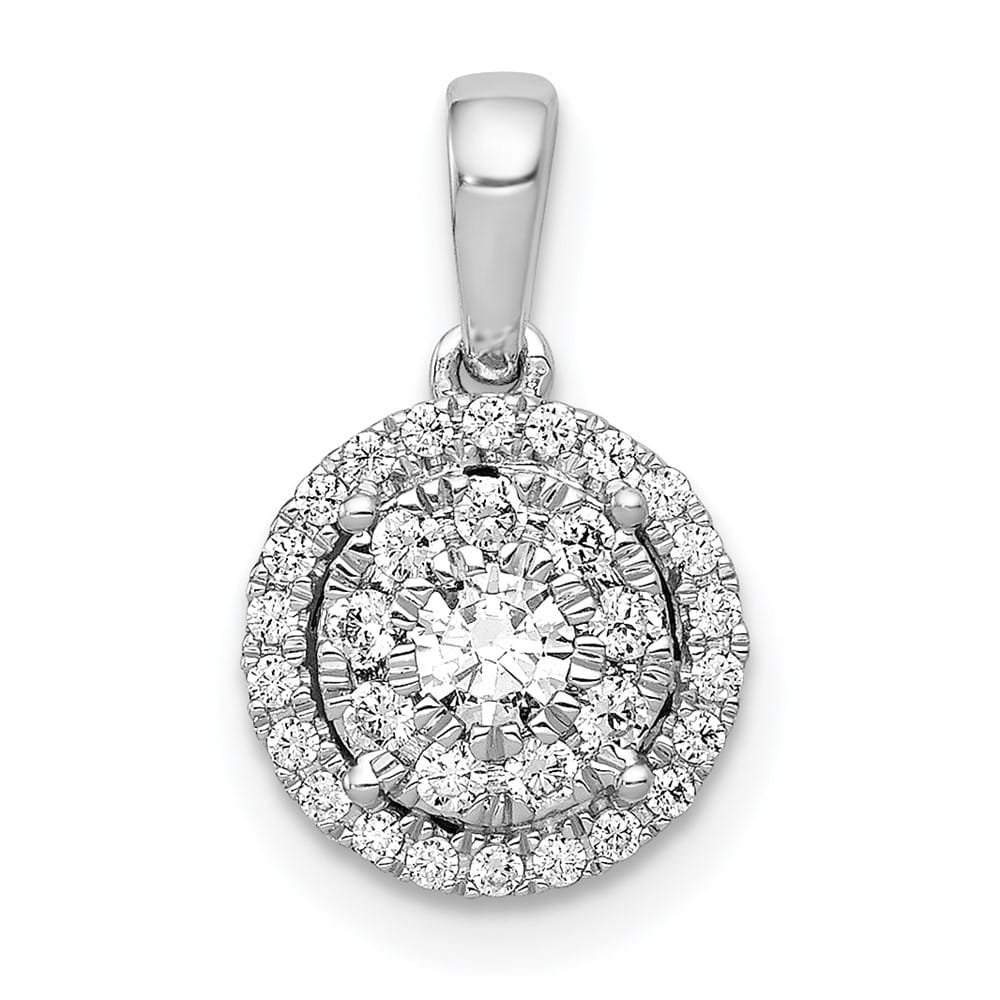 14K White Gold 1/3 ct Diamond Round Halo Cluster Pendant