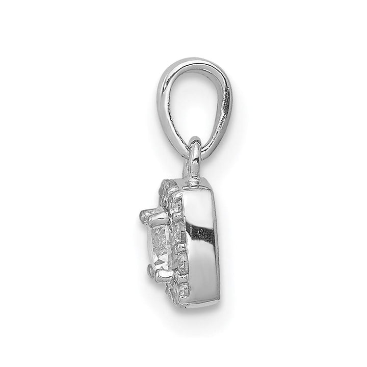14K White Gold 1/3 ct Diamond Square Halo Cluster Pendant