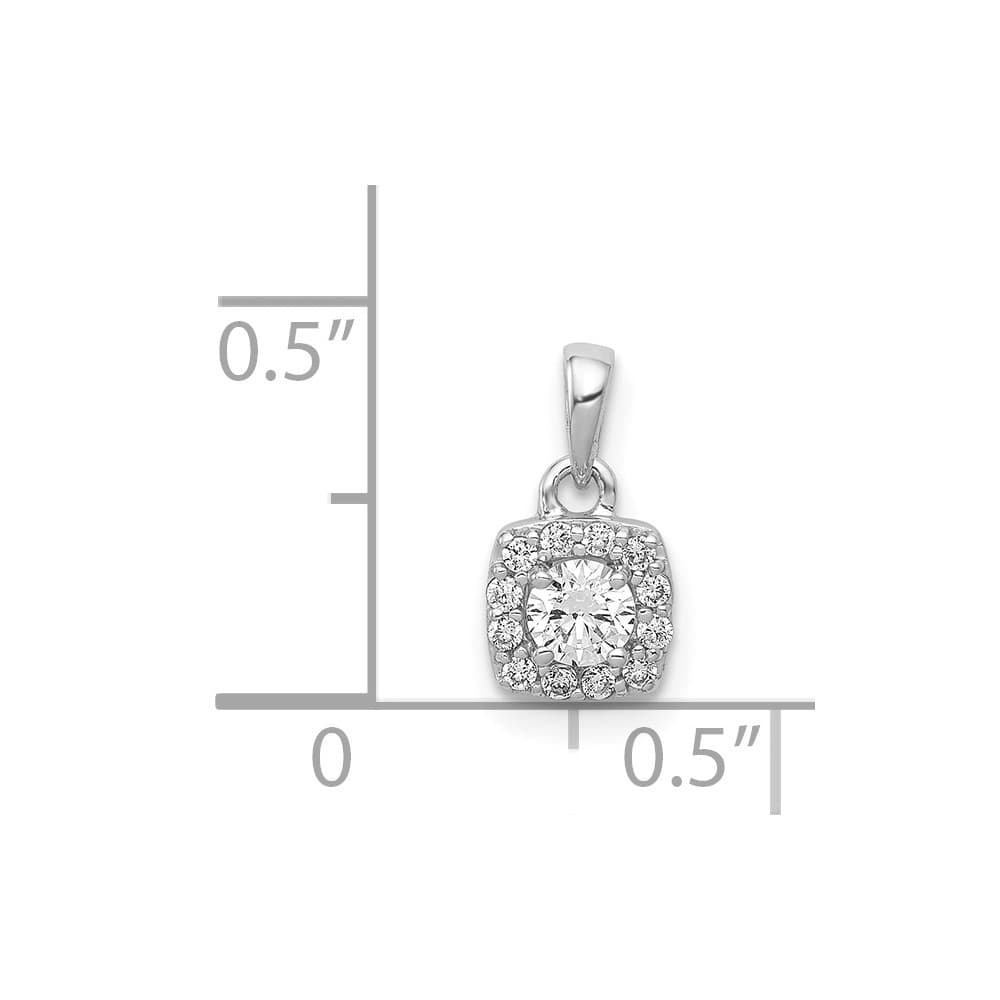 14K White Gold 1/3 ct Diamond Square Halo Cluster Pendant
