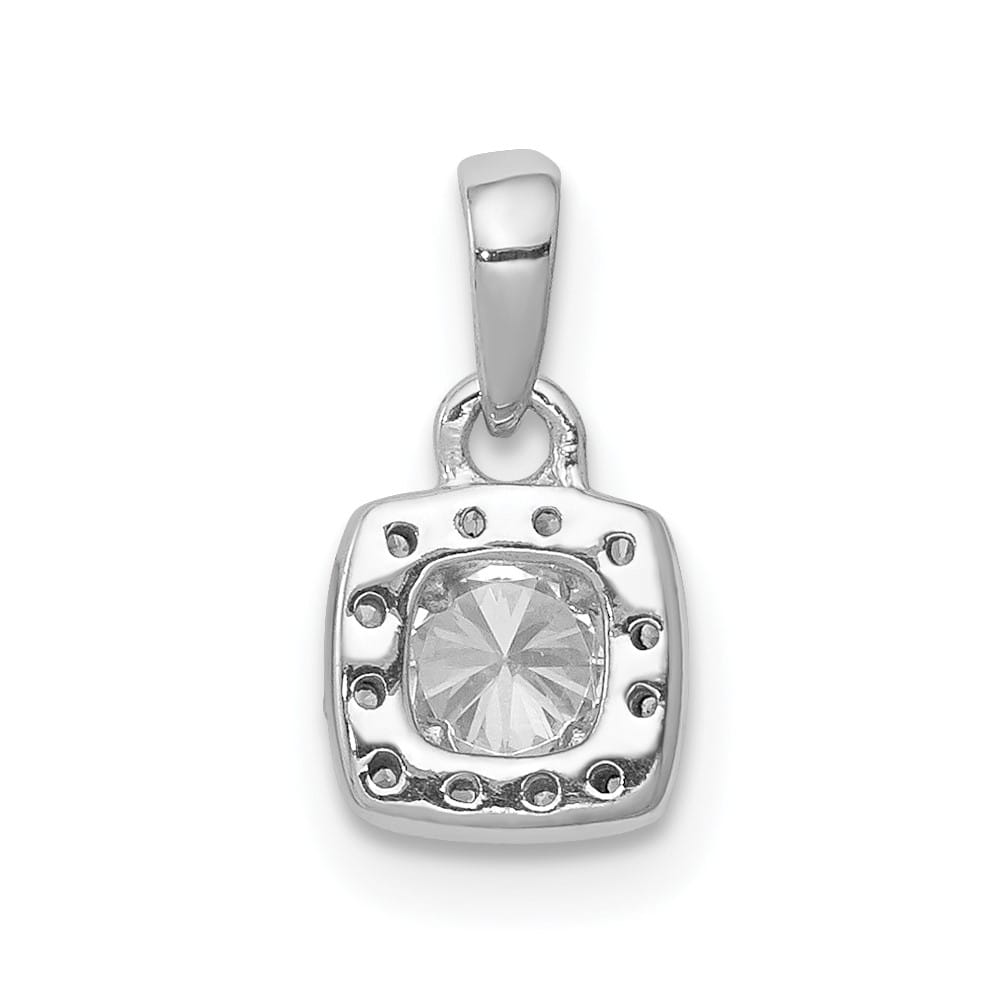 14K White Gold 1/3 ct Diamond Square Halo Cluster Pendant