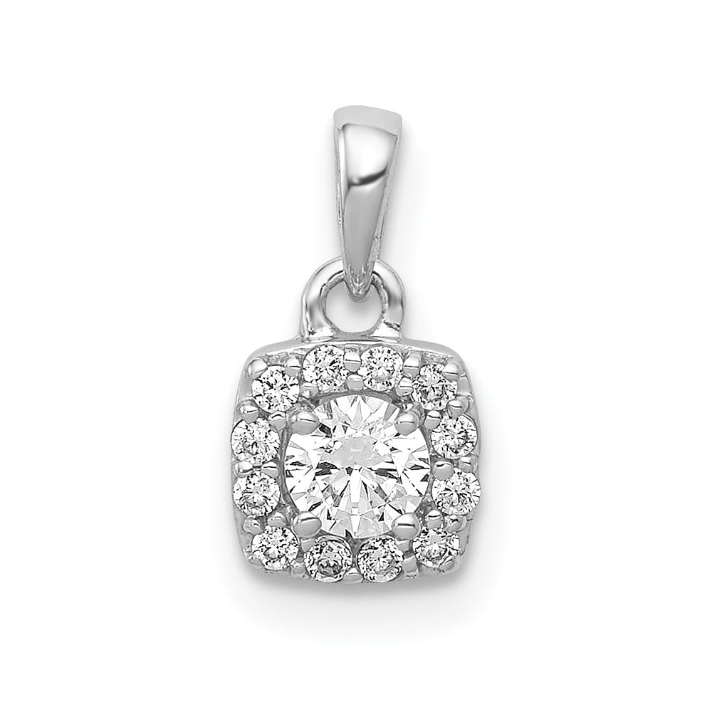 14K White Gold 1/3 ct Diamond Square Halo Cluster Pendant