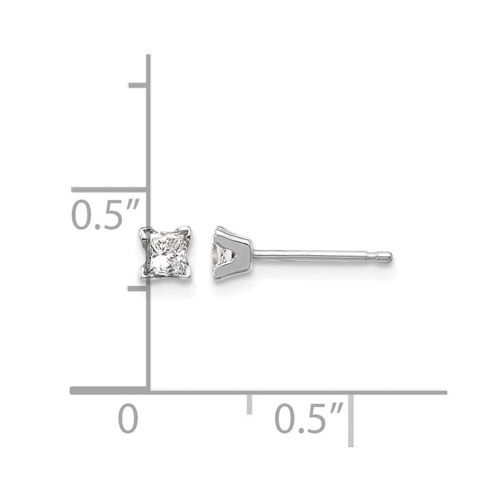 14K White Gold 1/3 ct I1 G-I Princess-Cut Diamond Studs
