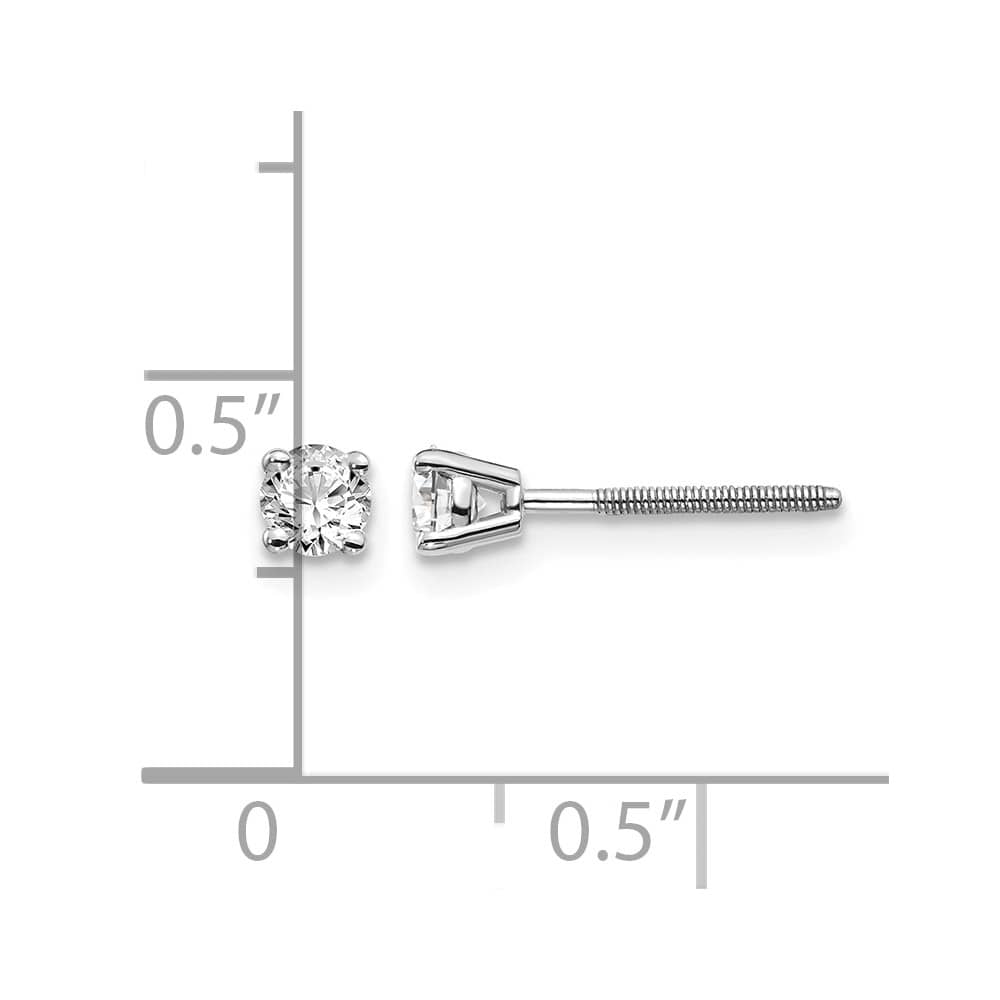 14K White Gold 1/3 ct SI3 G-I Diamond Screw Back Stud Earrings