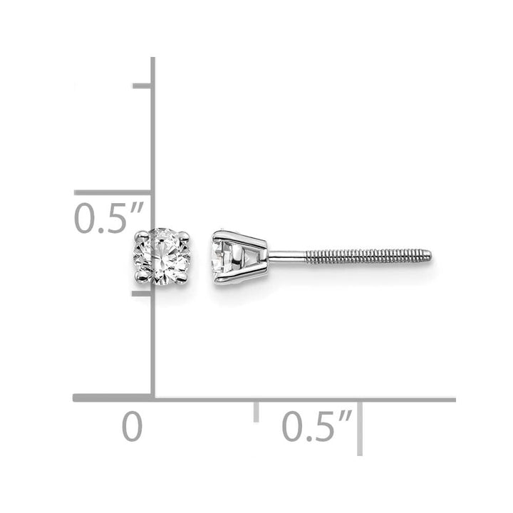 14K White Gold 1/3 ct SI3 G-I Diamond Screw Back Stud Earrings
