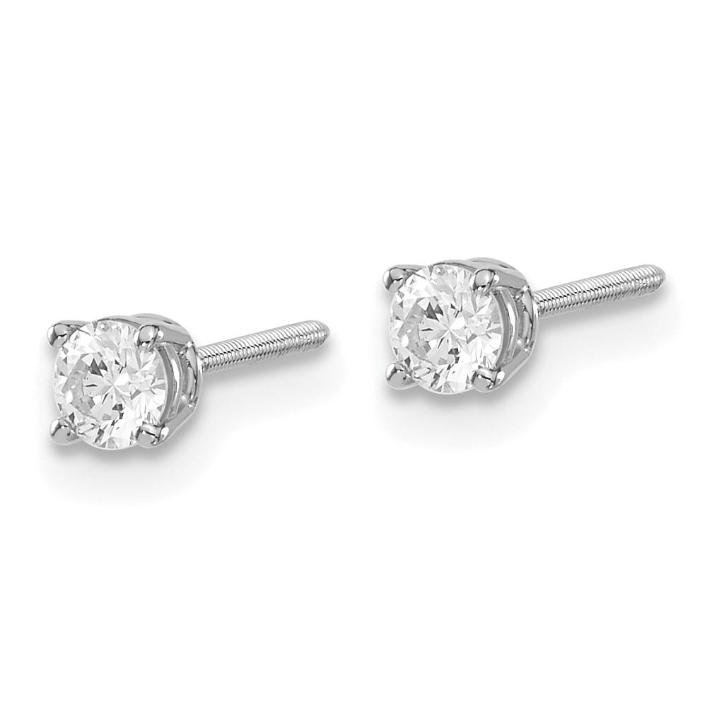 14K White Gold 1/3 ct SI3 G-I Diamond Screw Back Stud Earrings