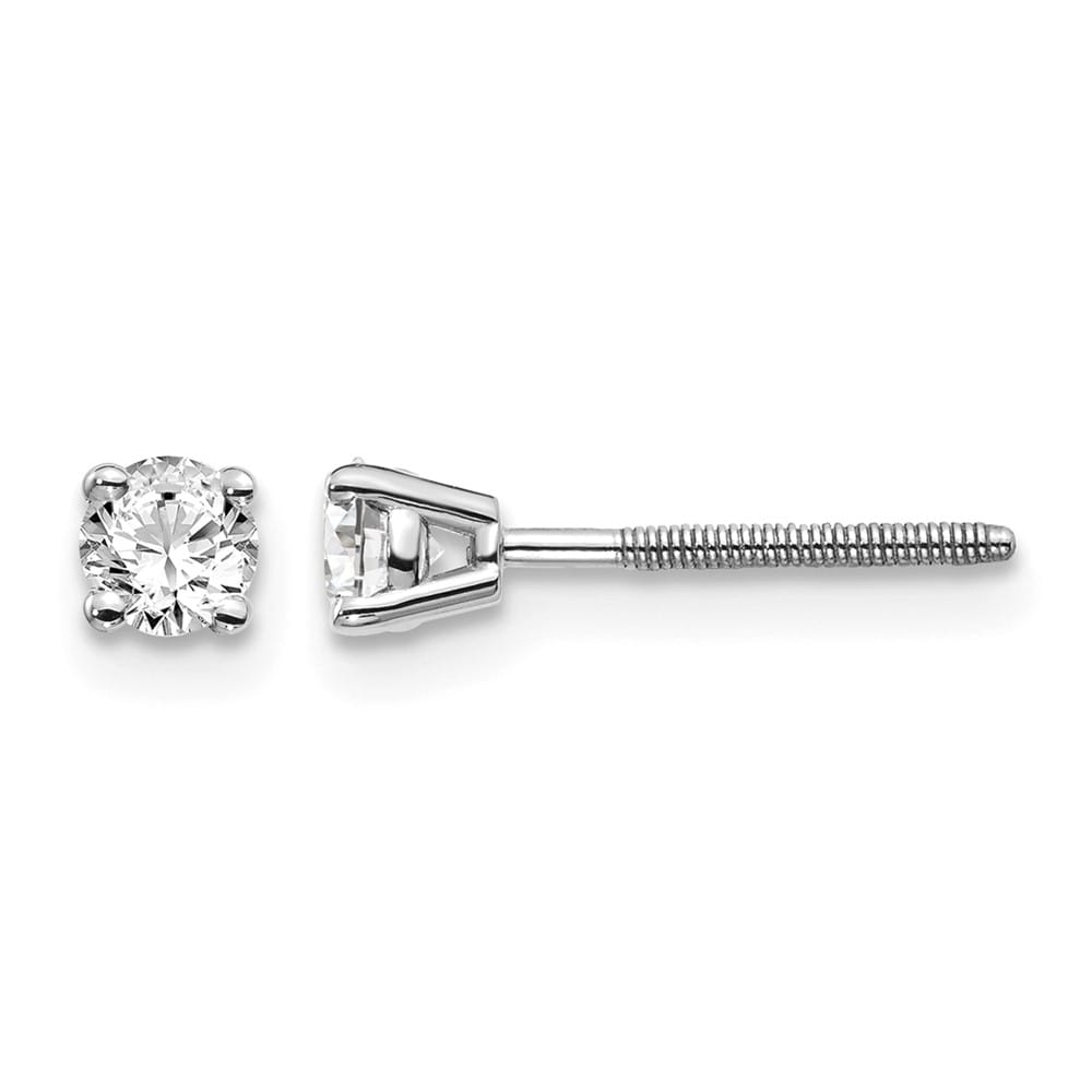 14K White Gold 1/3 ct SI3 G-I Diamond Screw Back Stud Earrings