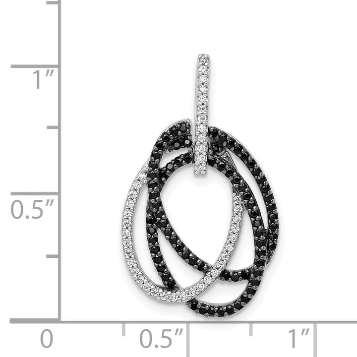 14K White Gold 1/3 ct White and Black Diamond Ovals Slide