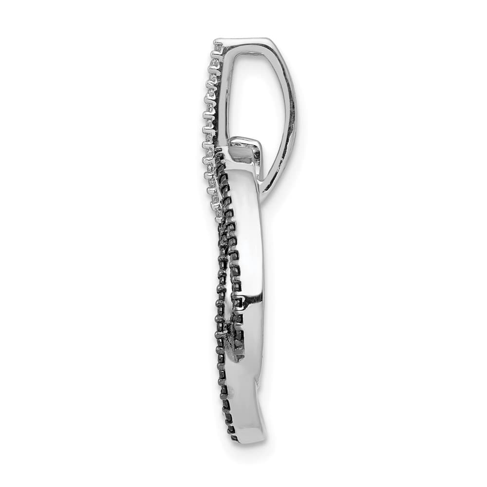14K White Gold 1/3 ct White and Black Diamond Ovals Slide
