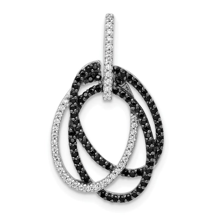 14K White Gold 1/3 ct White and Black Diamond Ovals Slide