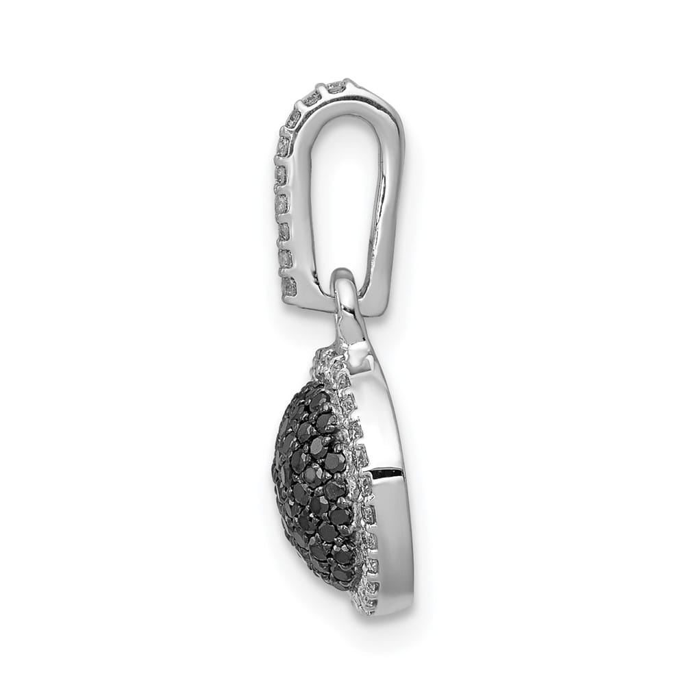14K White Gold 1/3 ct White and Black Diamond Round Halo Pendant