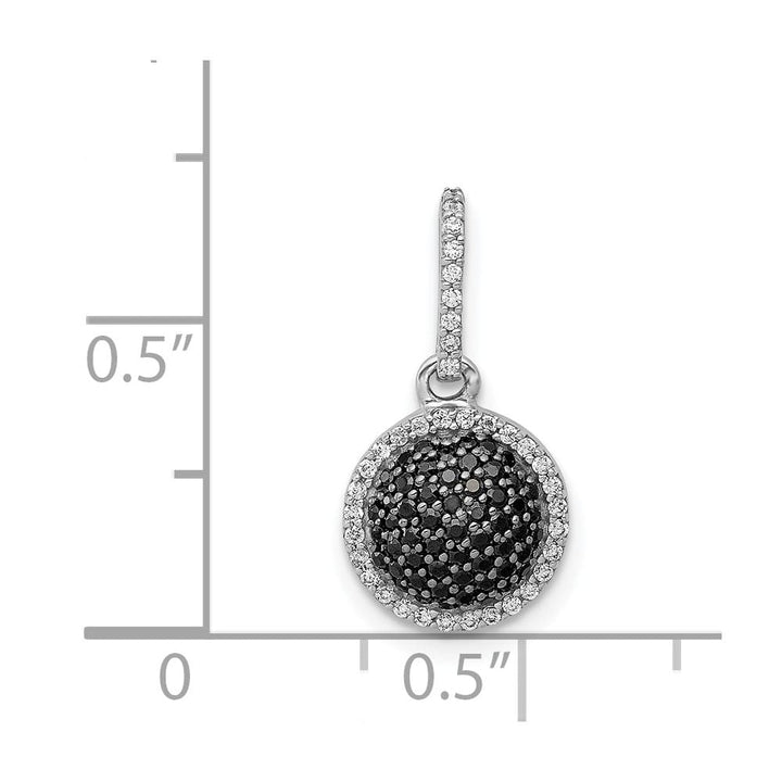 14K White Gold 1/3 ct White and Black Diamond Round Halo Pendant