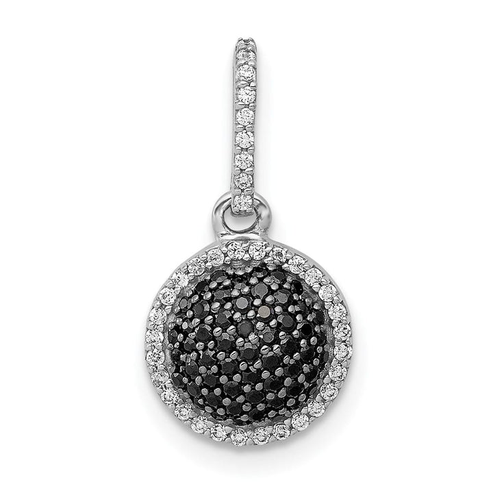 14K White Gold 1/3 ct White and Black Diamond Round Halo Pendant