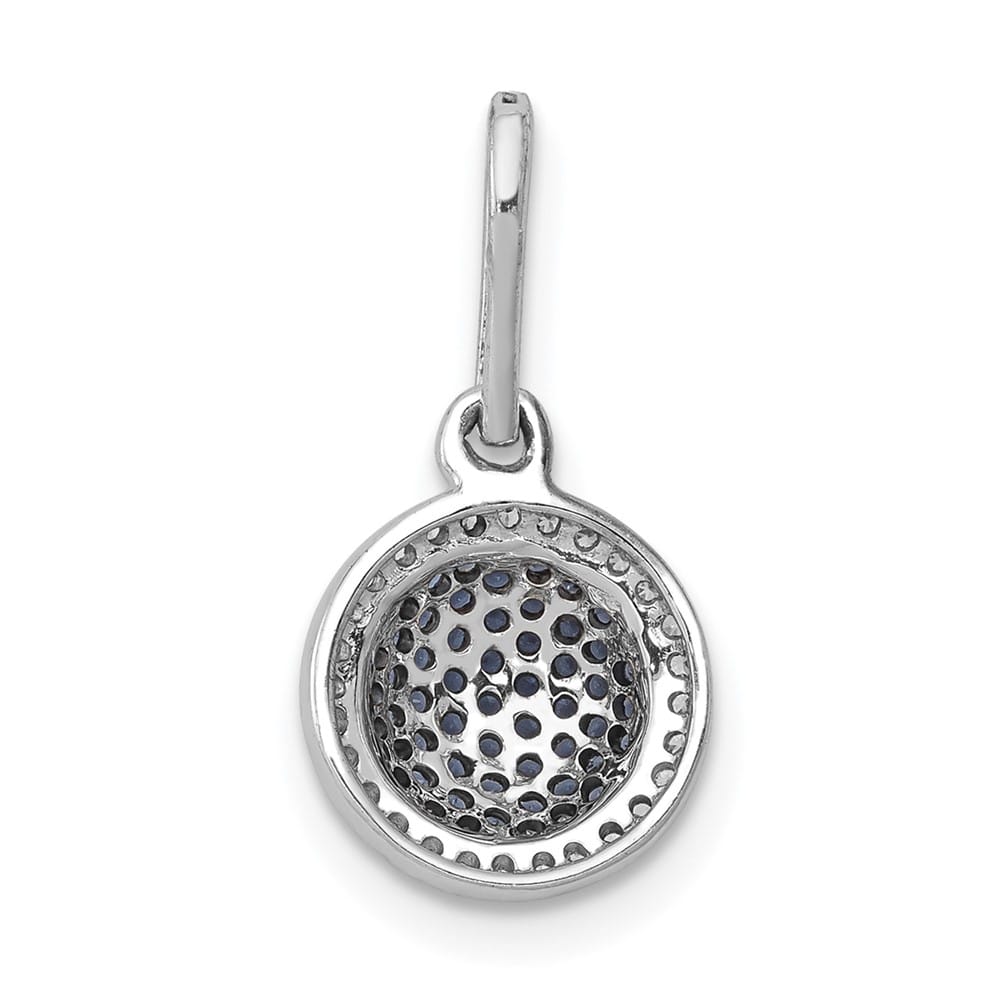 14K White Gold 1/3 ct White and Blue Diamond Round Halo Pendant
