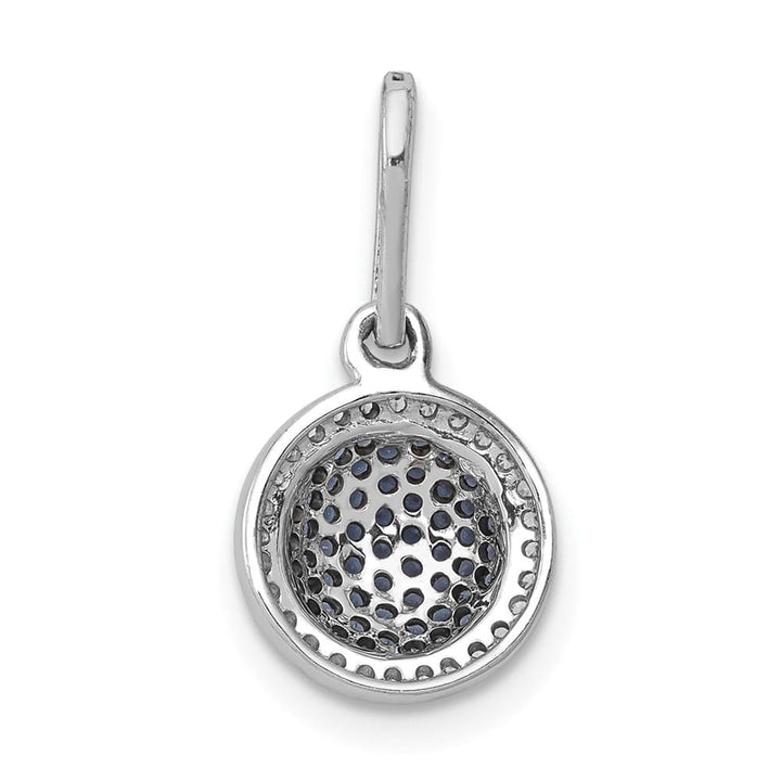14K White Gold 1/3 ct White and Blue Diamond Round Halo Pendant
