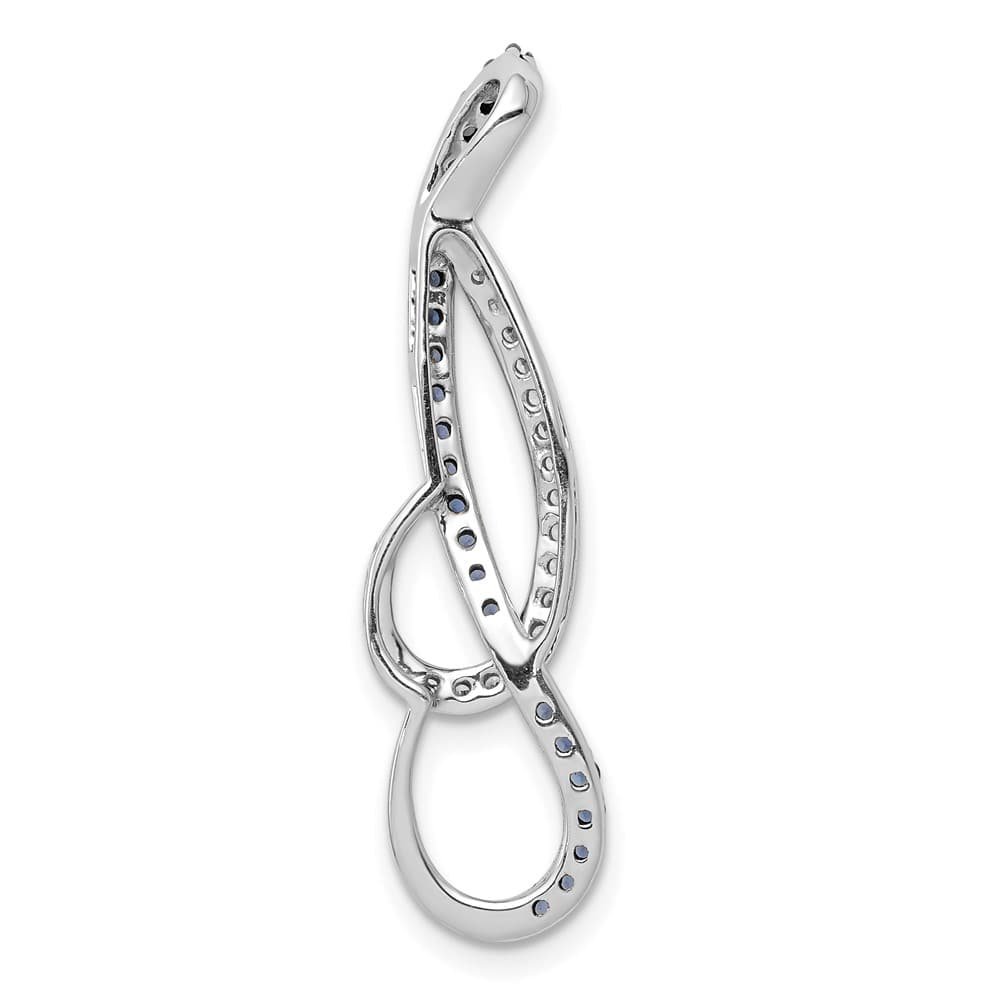 14K White Gold 1/4 Carat Blue and White Diamond Fancy Chain Slide