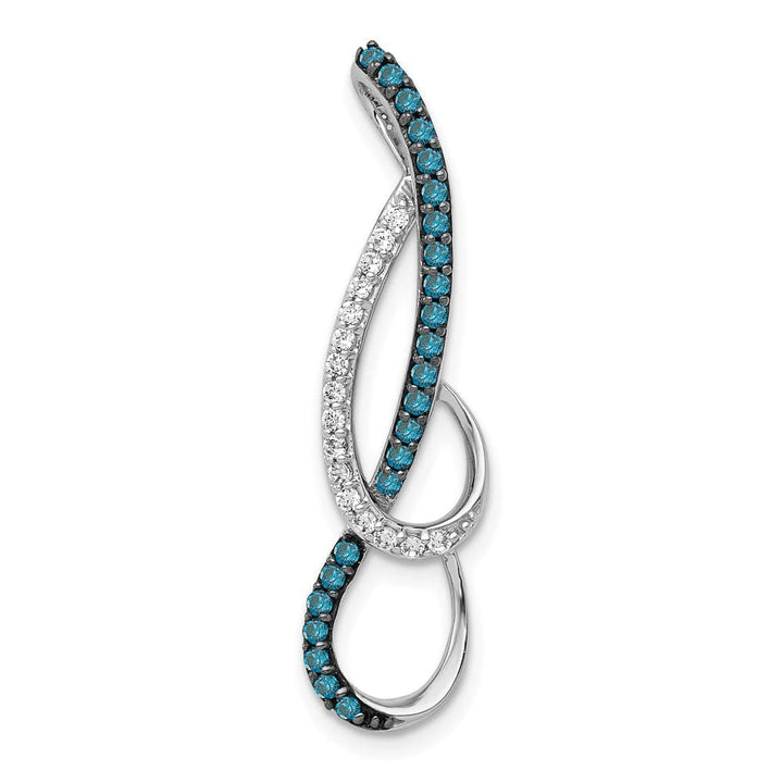 14K White Gold 1/4 Carat Blue and White Diamond Fancy Chain Slide