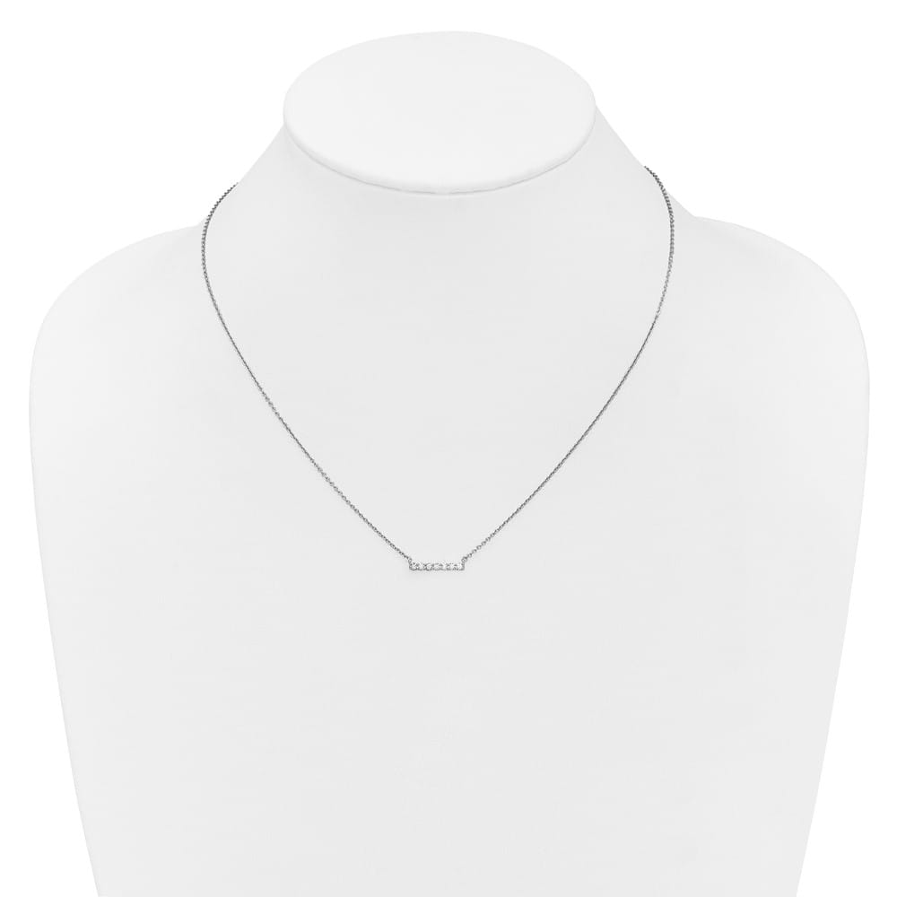 14K White Gold 1/4 carat Diamond Bar 18 inch Necklace