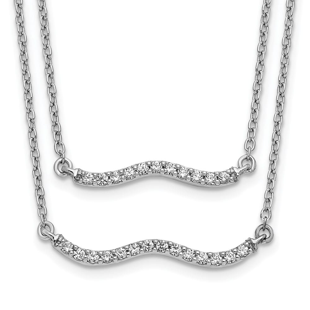 14K White Gold 1/4 carat Diamond Bar Double Strand 18 inch Necklace