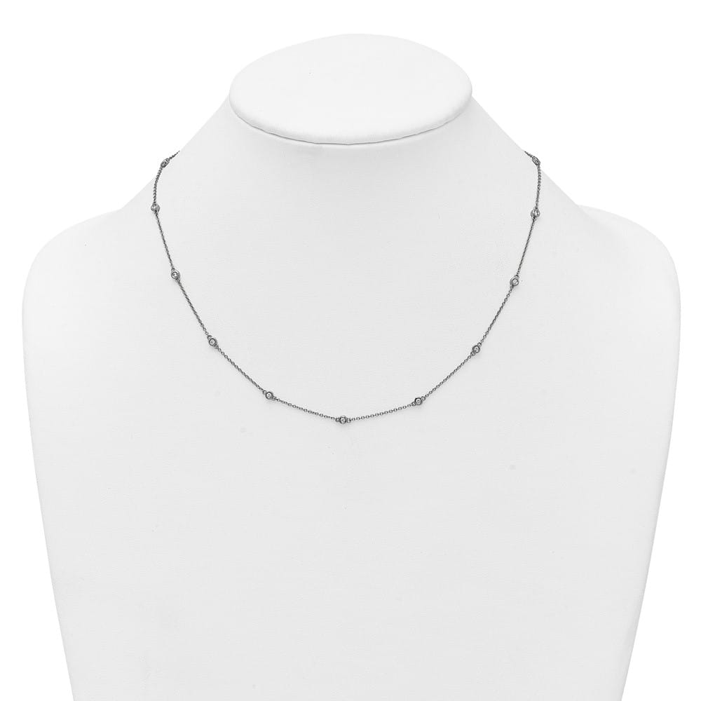 14K White Gold 1/4 carat Diamond Chain 15-Station 18 inch Necklace