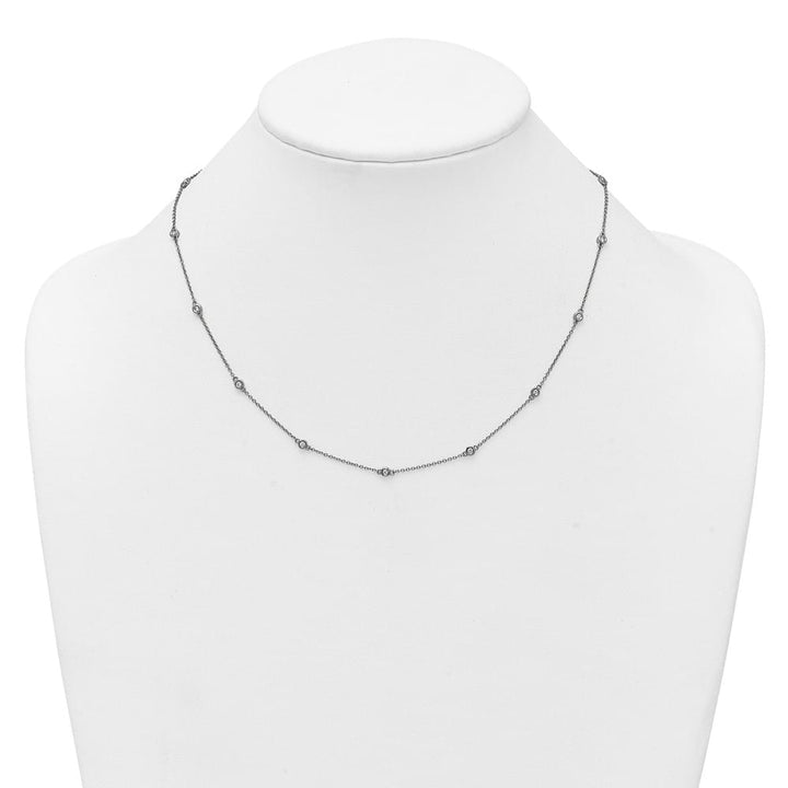 14K White Gold 1/4 carat Diamond Chain 15-Station 18 inch Necklace
