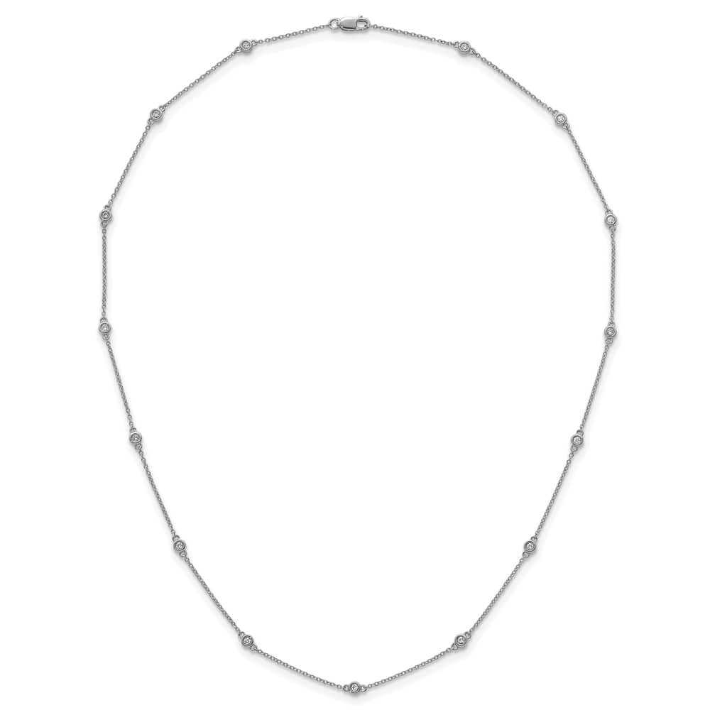 14K White Gold 1/4 carat Diamond Chain 15-Station 18 inch Necklace