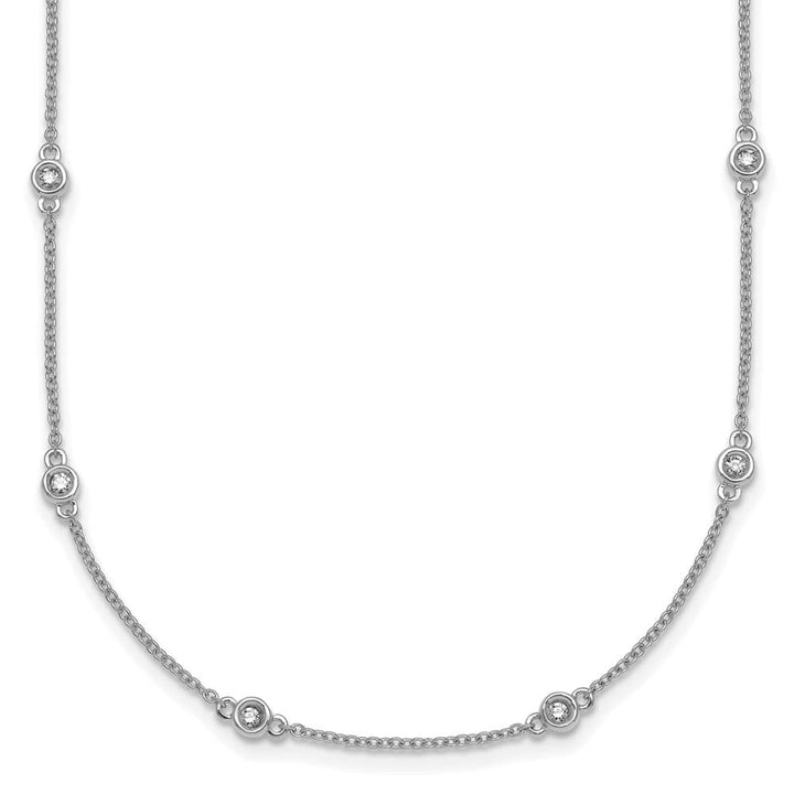 14K White Gold 1/4 carat Diamond Chain 16-Station 16 inch Necklace