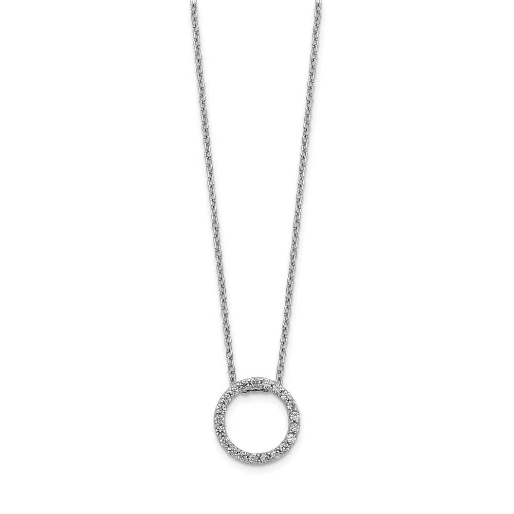 14K White Gold 1/4 carat Diamond Circle 21 Stone 18 inch Necklace