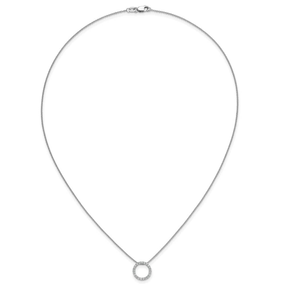 14K White Gold 1/4 carat Diamond Circle 21 Stone 18 inch Necklace