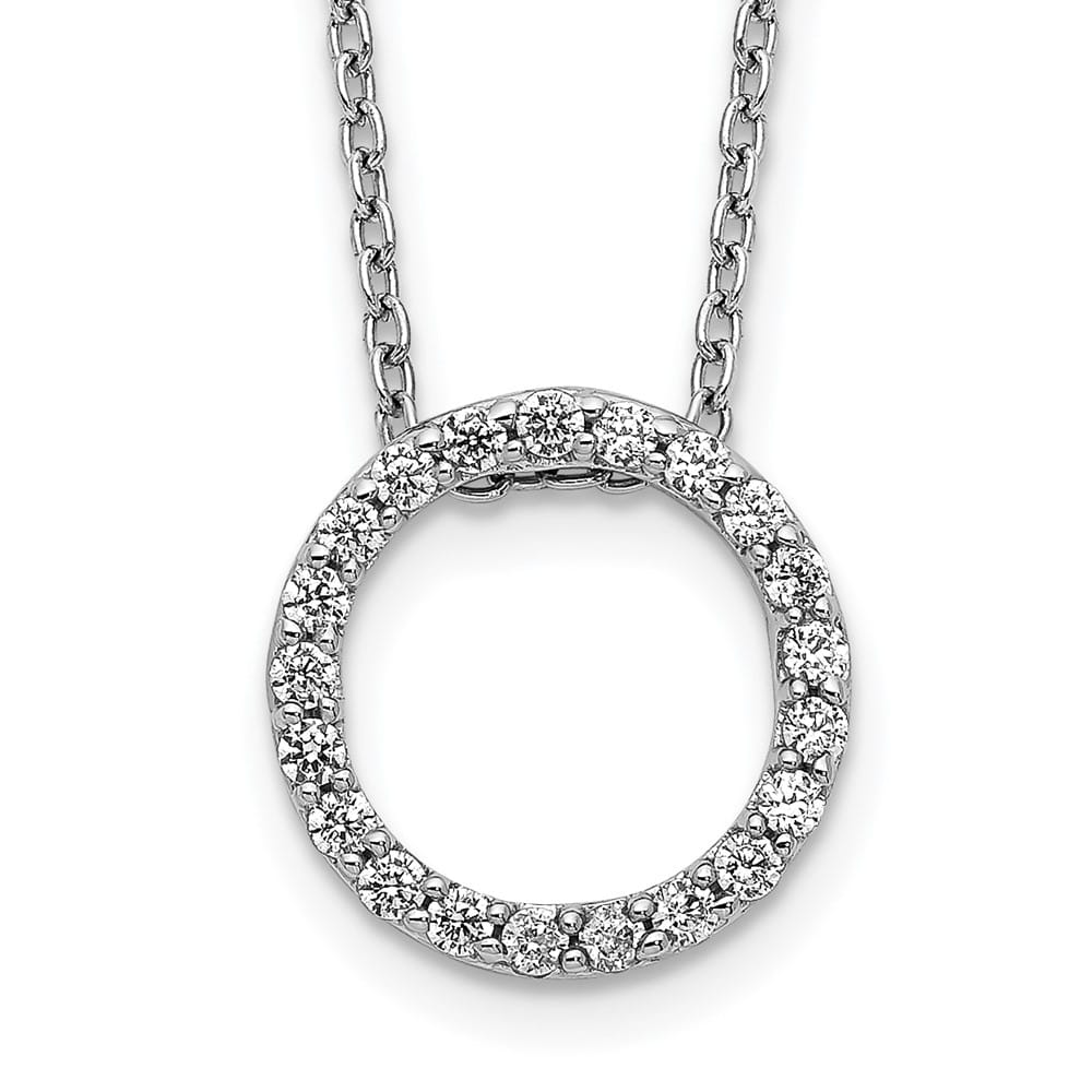 14K White Gold 1/4 carat Diamond Circle 21 Stone 18 inch Necklace