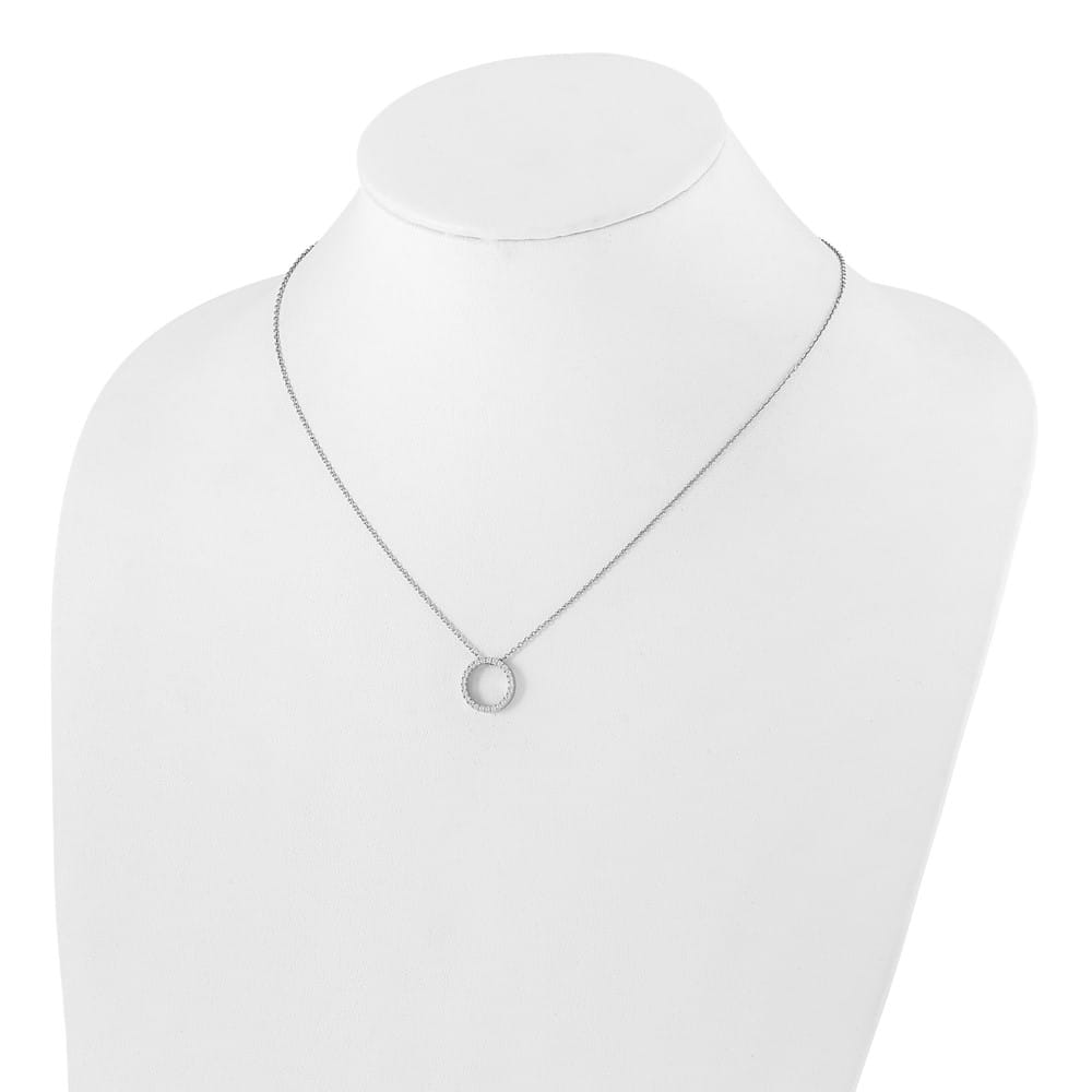 14K White Gold 1/4 carat Diamond Circle 25 Stone 18 inch Necklace