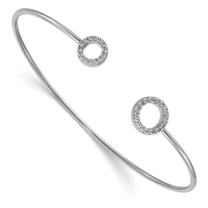 14k White Gold 1/4 carat Diamond Circles Flexible Cuff Bangle Bracelet