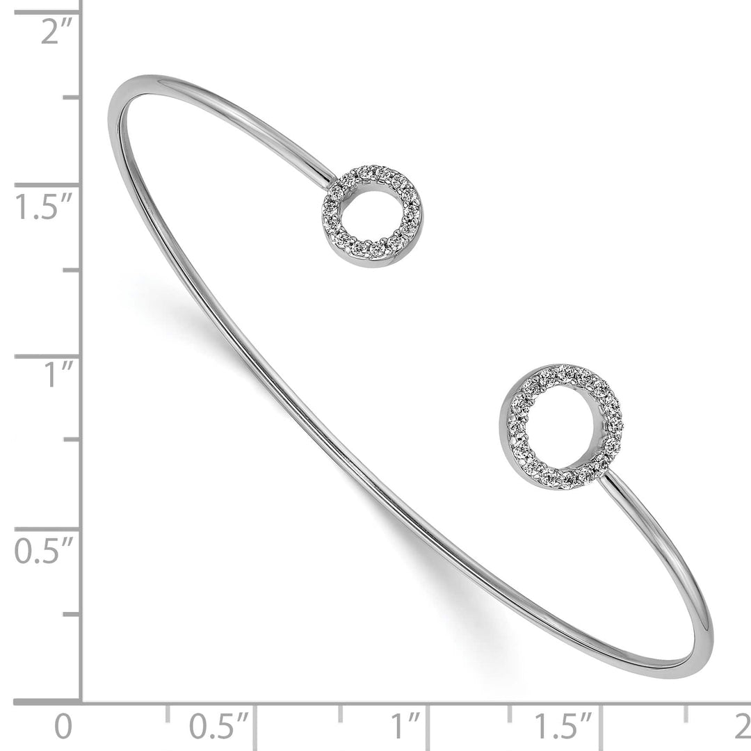 14k White Gold 1/4 carat Diamond Circles Flexible Cuff Bangle Bracelet