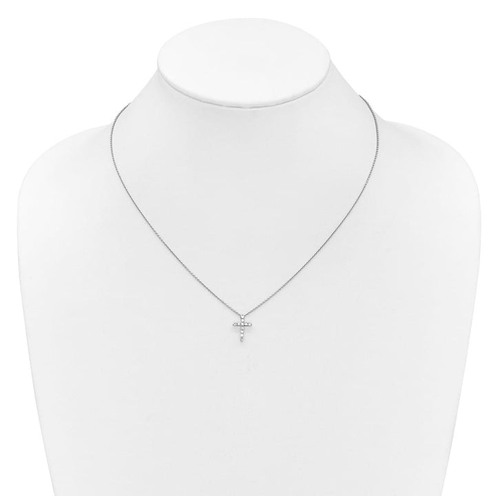 14K White Gold 1/4 carat Diamond Cross Pendant 18 inch Necklace