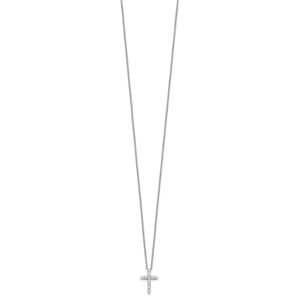 14K White Gold 1/4 carat Diamond Cross Pendant 18 inch Necklace