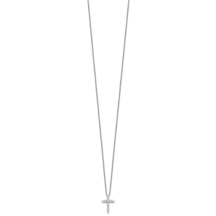 14K White Gold 1/4 carat Diamond Cross Pendant 18 inch Necklace