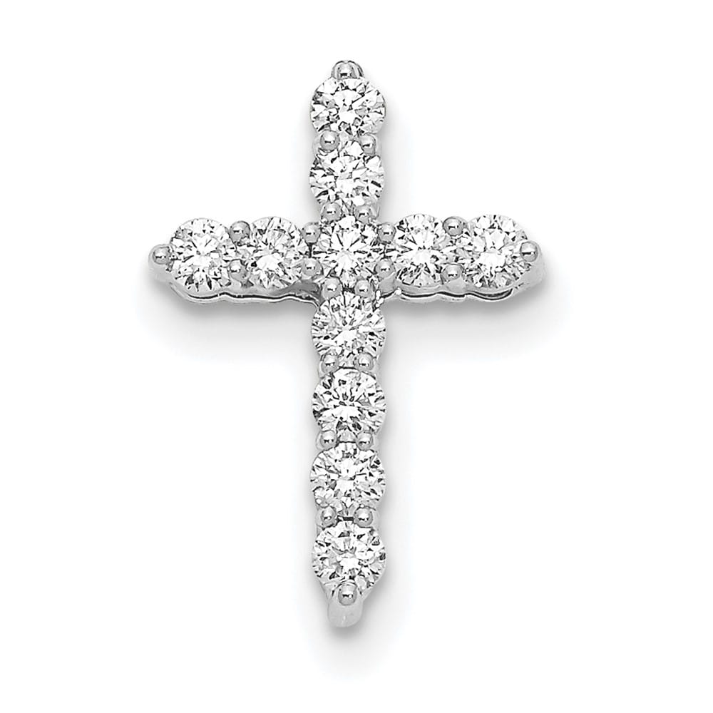 14K White Gold 1/4 carat Diamond Cross Pendant 18 inch Necklace