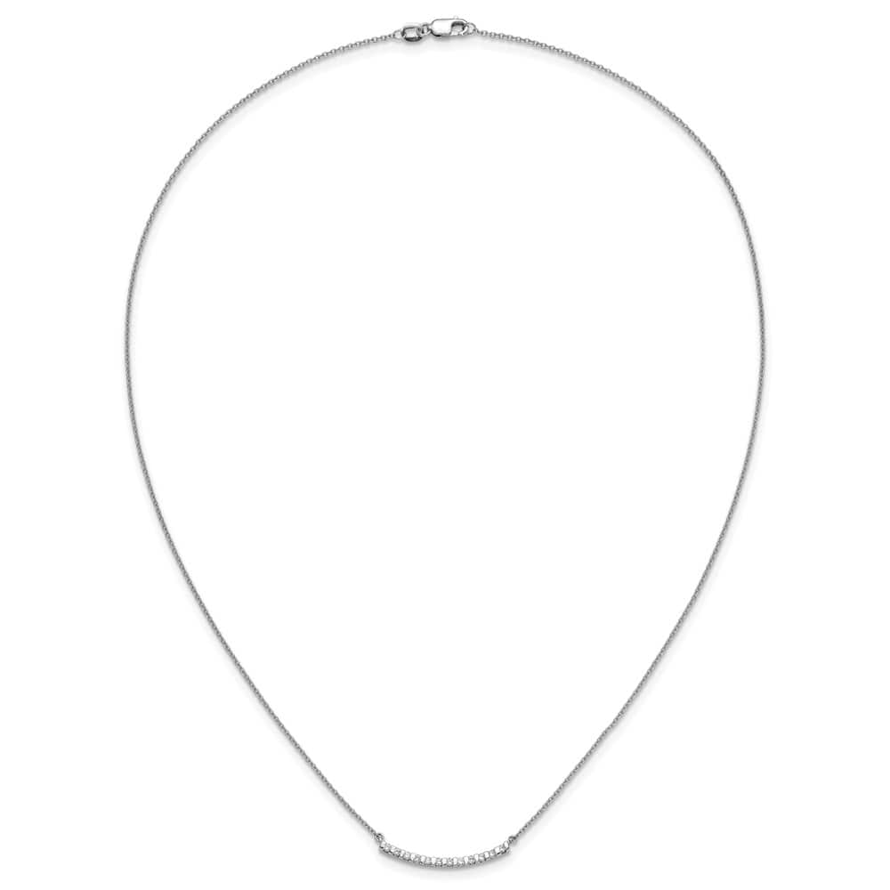 14K White Gold 1/4 carat Diamond Curved Bar 18 inch Necklace
