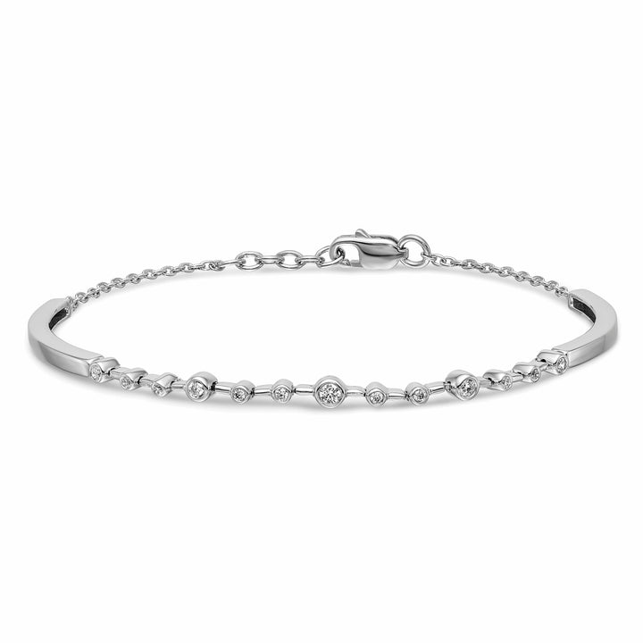 14k White Gold 1/4 carat Diamond Half-Bangle 6.75 inch Bracelet 0.5