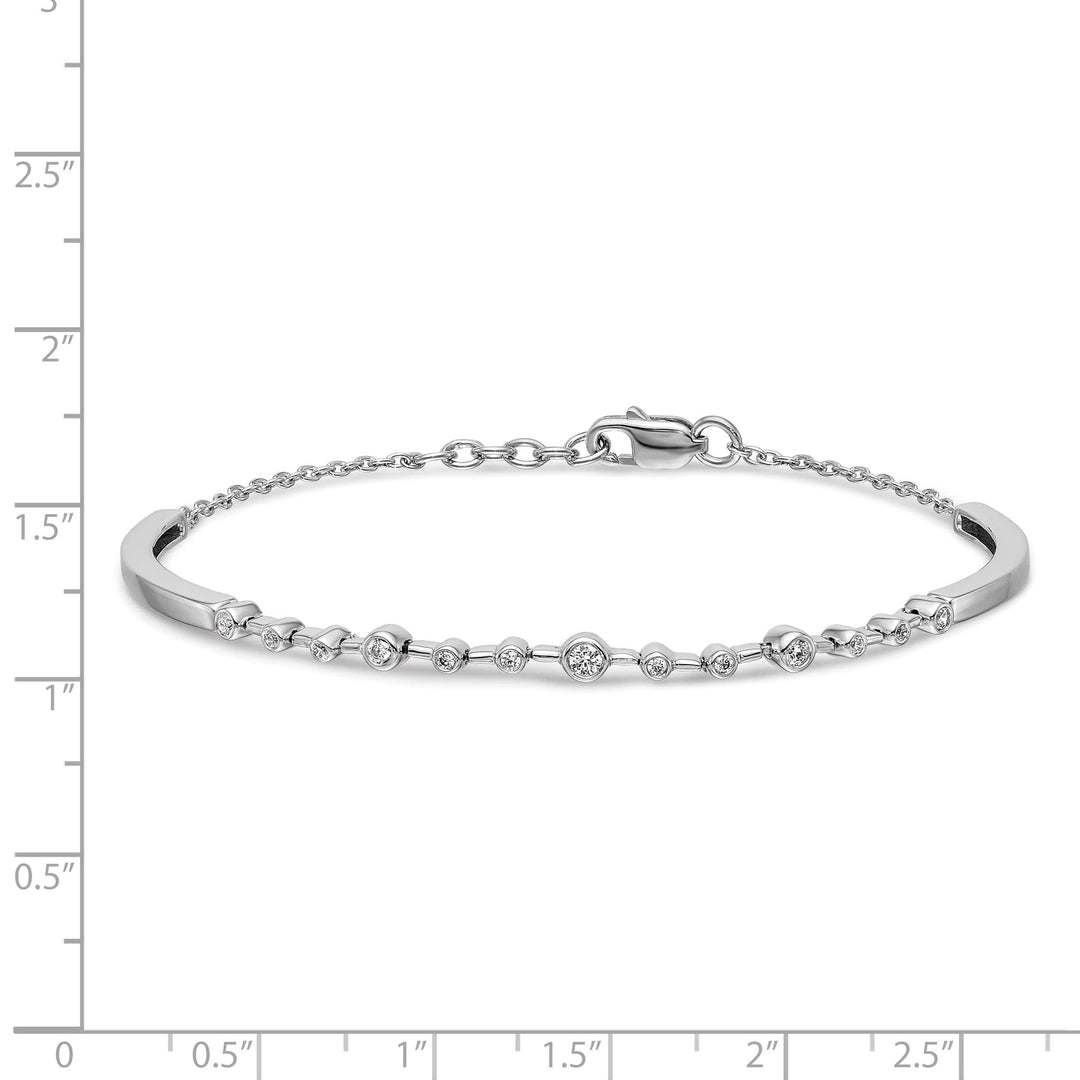 14k White Gold 1/4 carat Diamond Half-Bangle 6.75 inch Bracelet 0.5