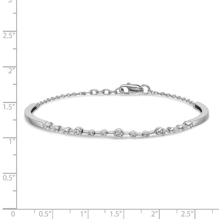 14k White Gold 1/4 carat Diamond Half-Bangle 6.75 inch Bracelet 0.5