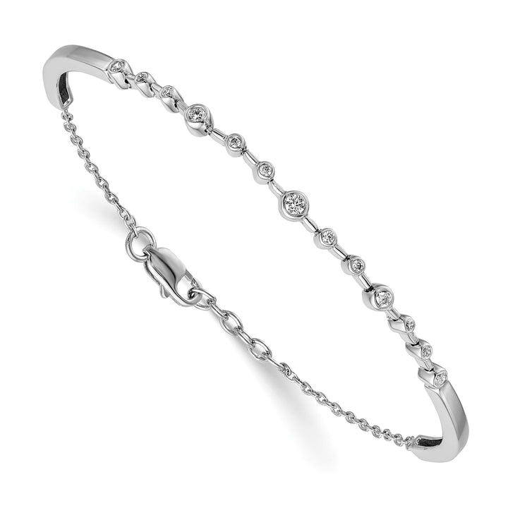 14k White Gold 1/4 carat Diamond Half-Bangle 6.75 inch Bracelet 0.5