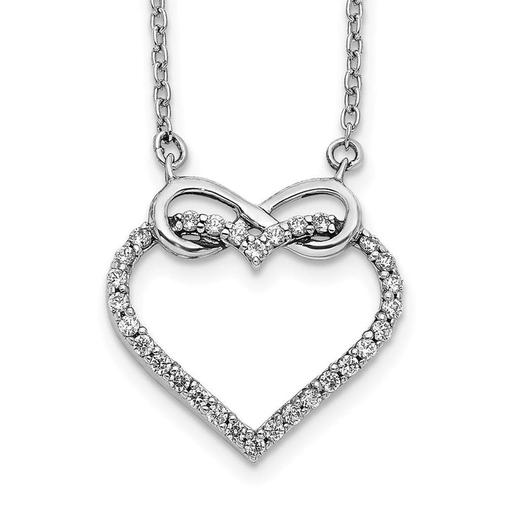 14K White Gold 1/4 carat Diamond Heart with Infinity 18 inch Necklace